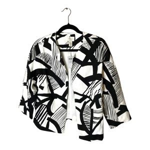 NWT Chicos Open Front Geo Print‎ Jacket  Black & White Size 1(Small)